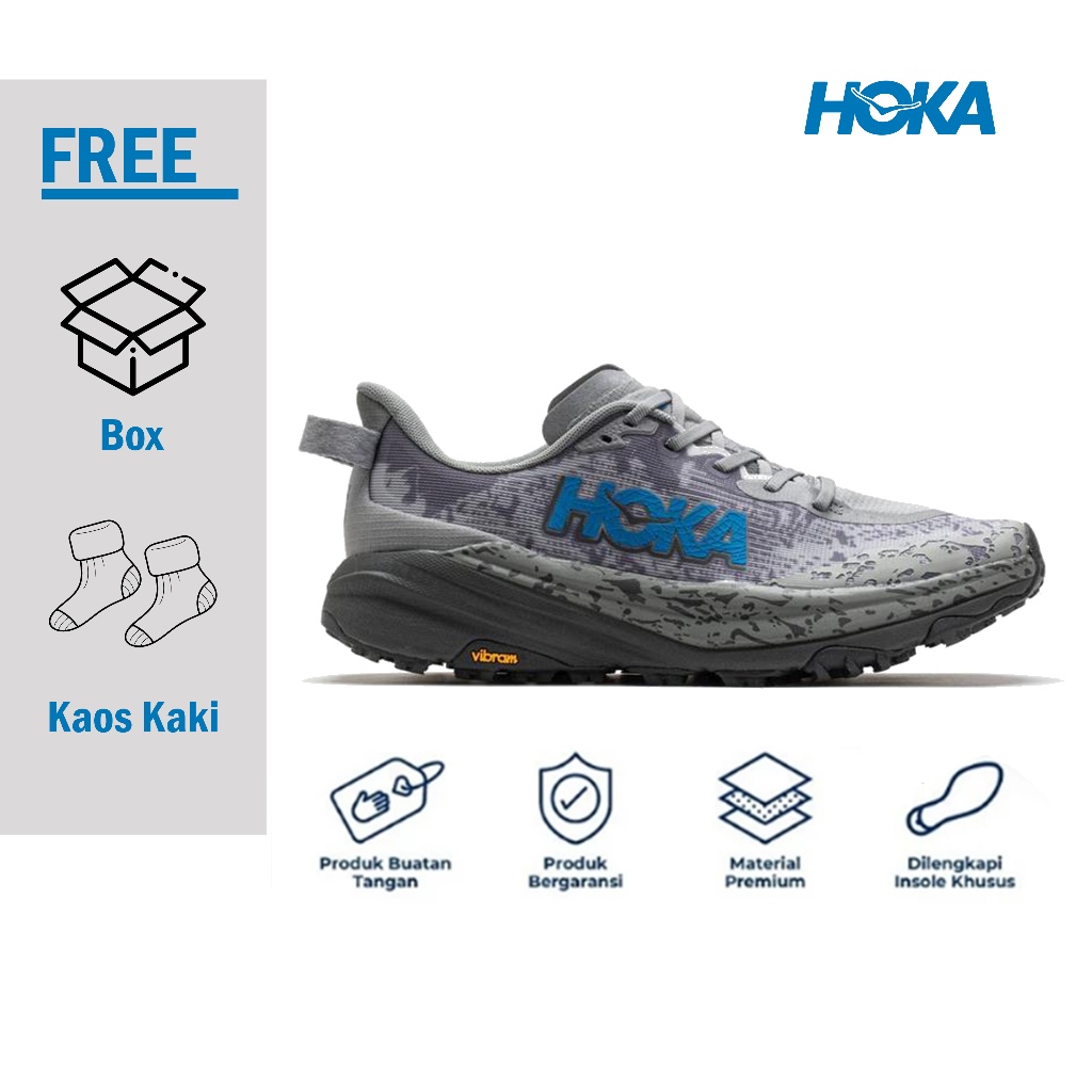 Sepatu Hoka One One Speedgoat 6 Galactic Grey HOKA Blue Trail Running & Hiking Shoes