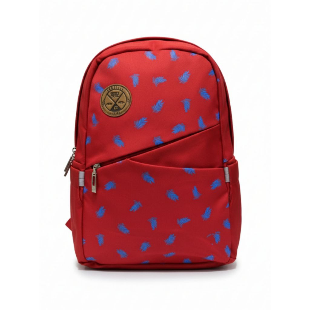 Tas Sekolah Import Genic Merah Motif | Tas Laptop 14inch