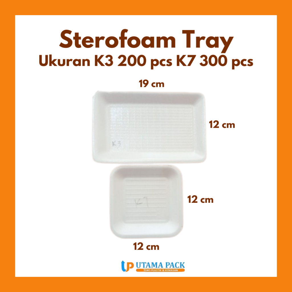 Sterofoam Tray Kotak Buah Daging UK K3 200 pcs K7 300 pcs