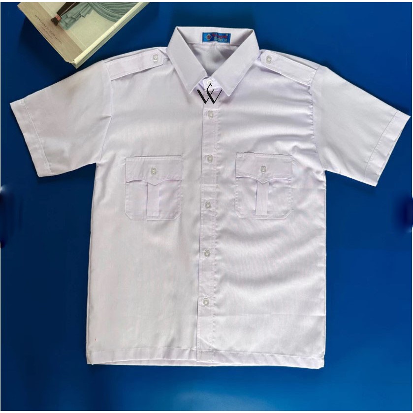 Baju PMR/PDL/PDH Putih Pendek Merek Seragam wf jaya seragam