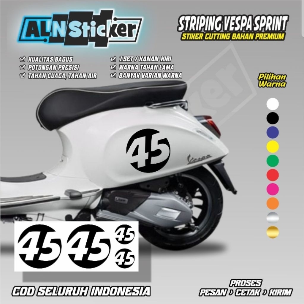 stiker cutting custom angka untuk motor vespa / striping custom angka untuk motor vespa all tipe