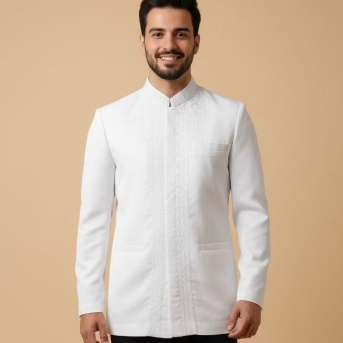 Hasgradini Jas Koko (Jasko) Lengan Panjang - Putih Elegan, Tampil Formal & Kharismatik