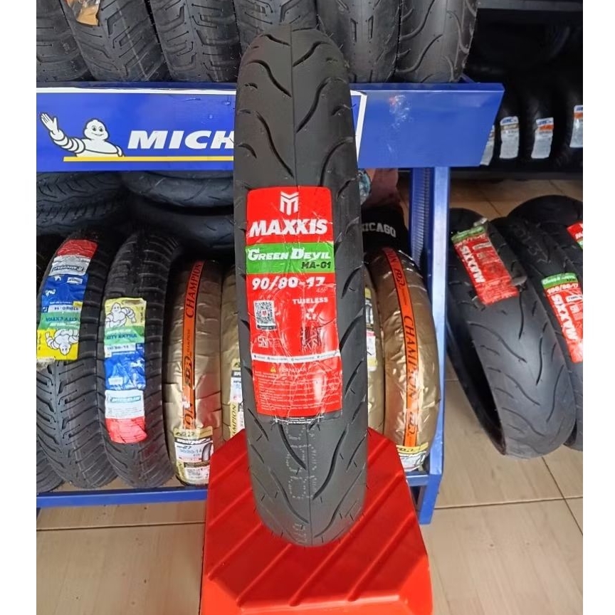 maxxis green devil 90/80-17 tubbles
