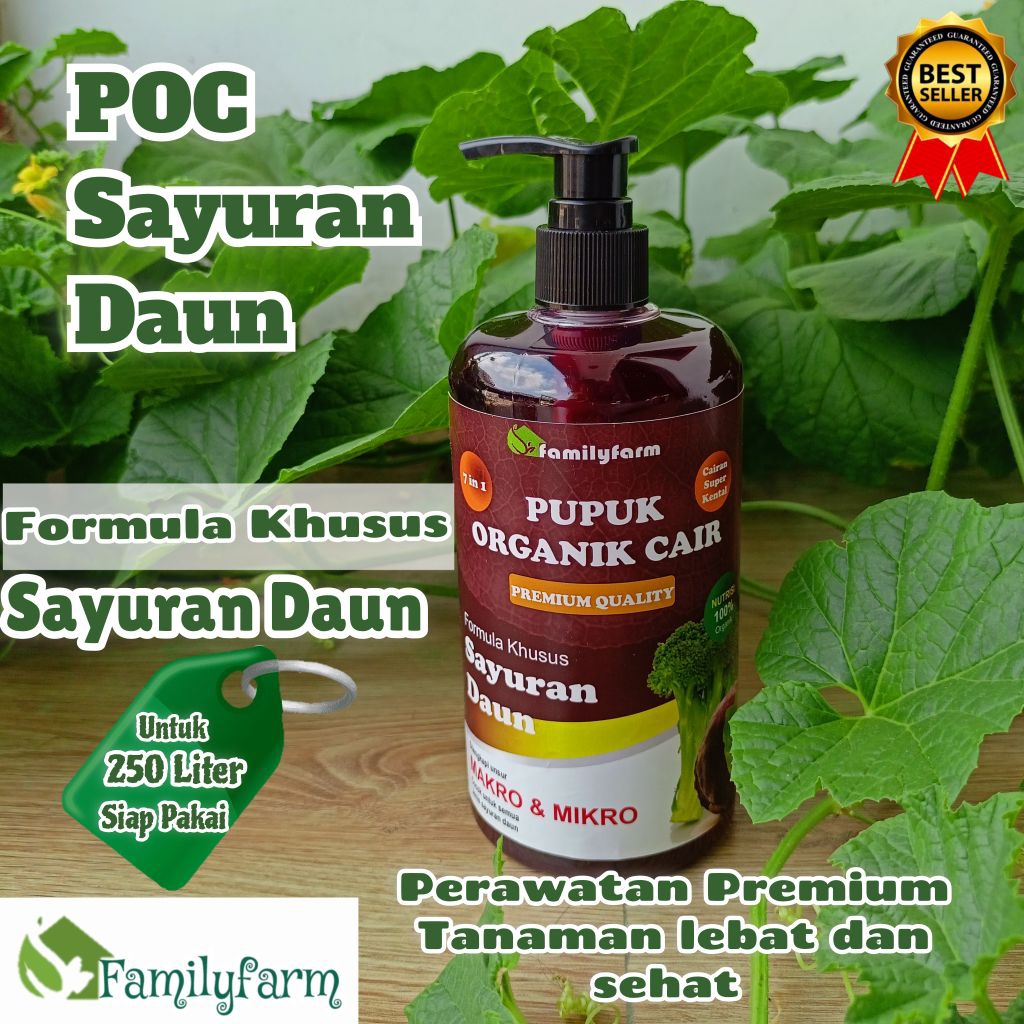 FAMILYFARM - POC Pupuk Organik Cair Tanaman Sayur Daun 500 ml Pupuk Tanaman Sayuran Pupuk Organik Da
