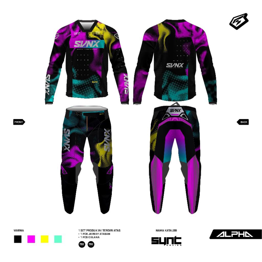 CUSTOM MOTOCROSS APPAREL JERSEY MOTOCROSS JERSEY SET MOTOR TRAIL GEARSET SVNX ALPHA SUNT SERIES