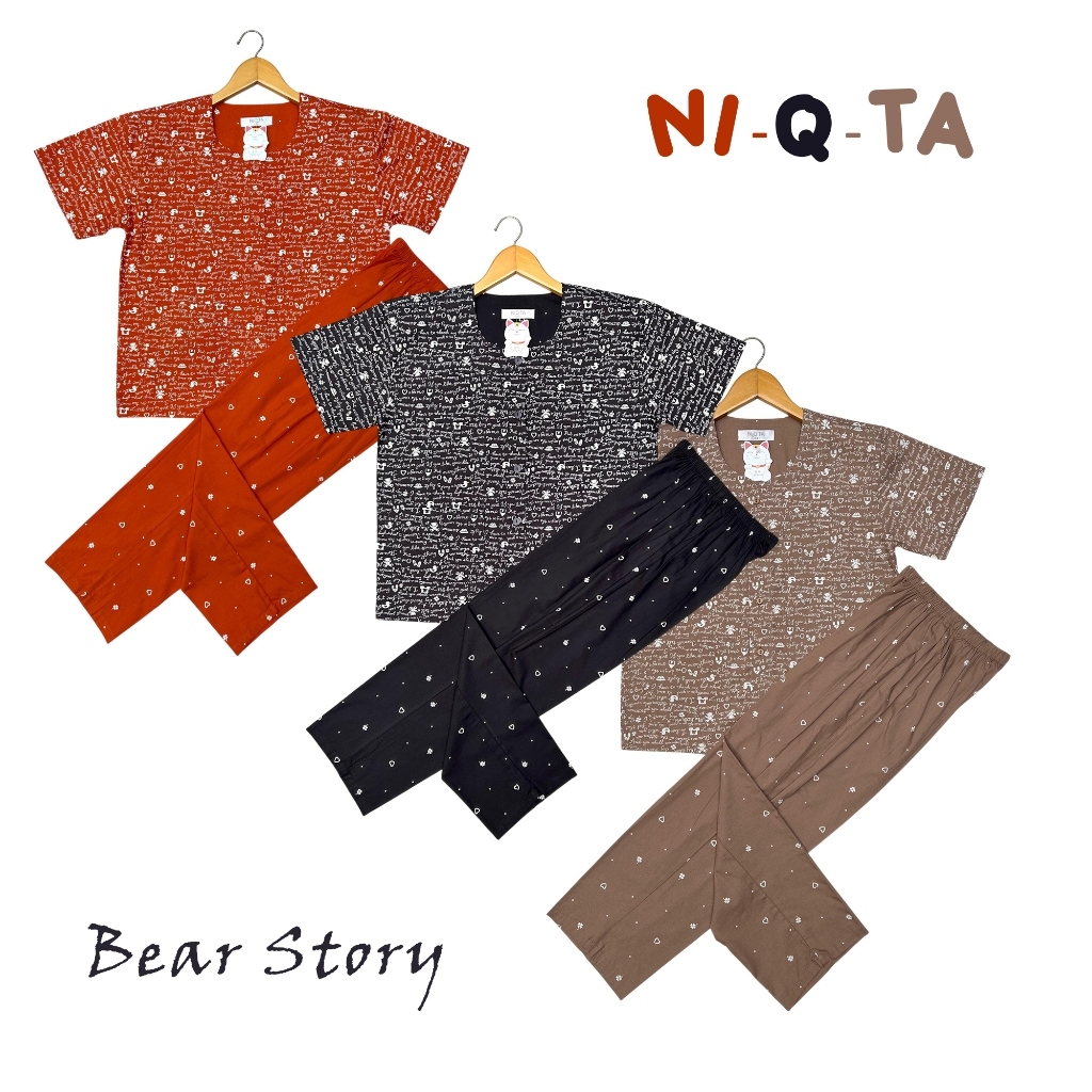Piyama NiQTa Bear Story baju tidur piama katun