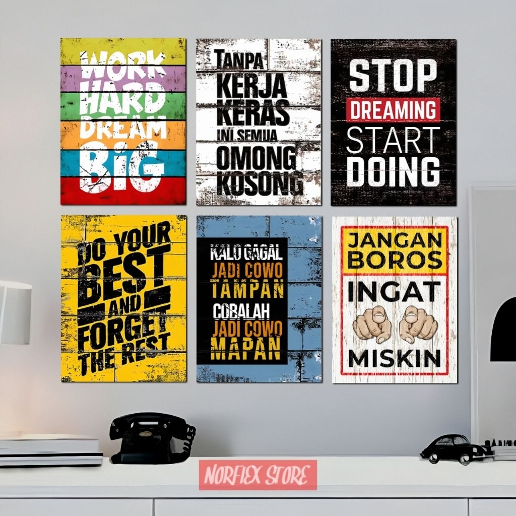 Hiasan dinding kamar aesthetic Poster motivasi kata kata retro vintage Dekorasi - Pajangan