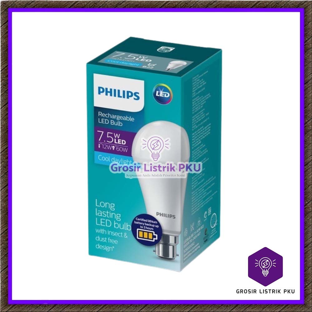 Lampu Philips AC / DC 7.5 Watt Emergency LED Bulb E27 AC/DC Original Philips BB 7.5W Emergency LED
