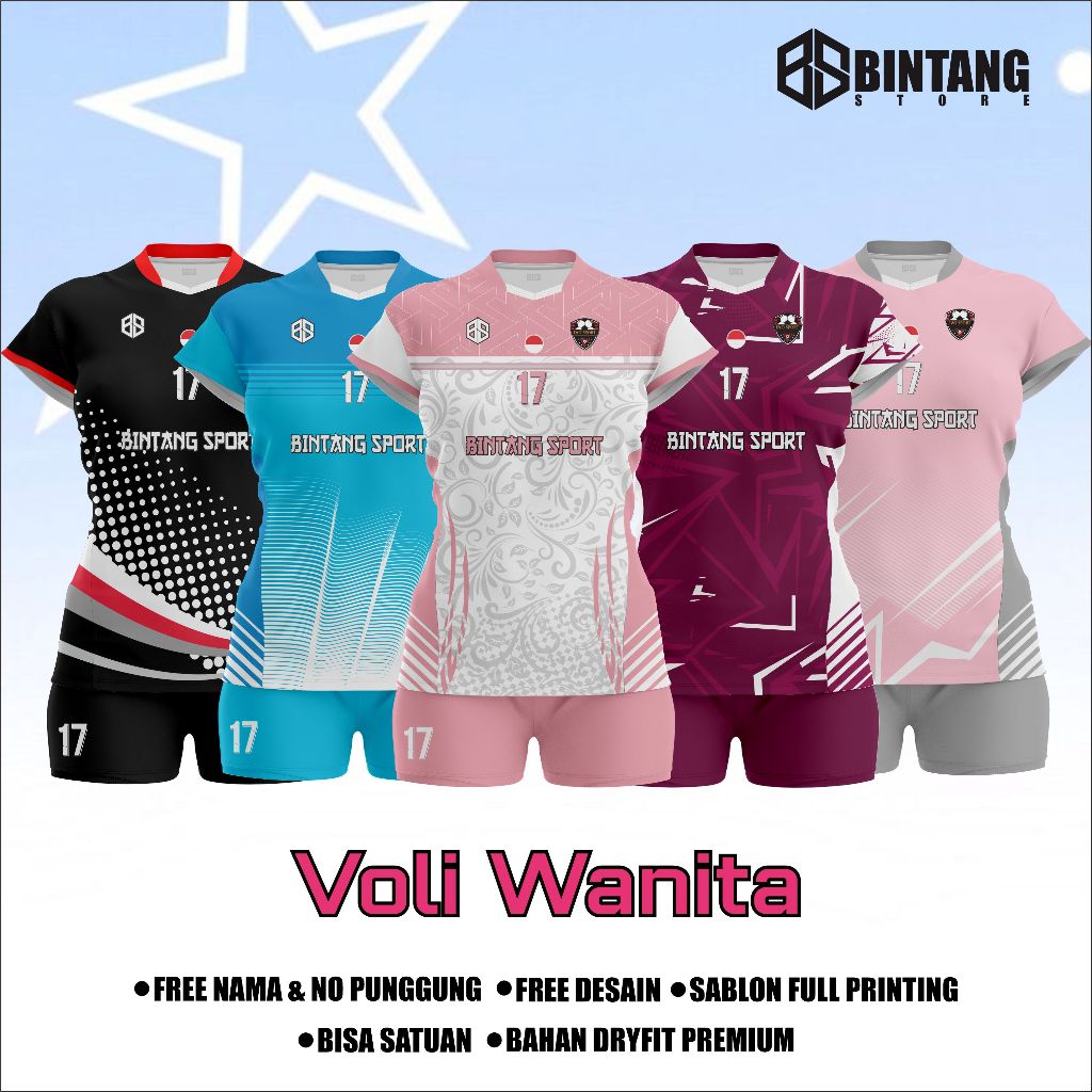 Jersey Volly cewe wanita printing baju volly jersey running jersey printing gratis nama nomor punggu