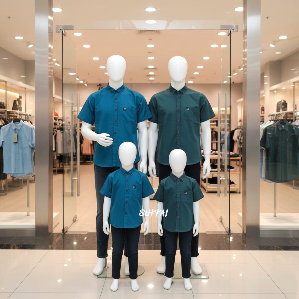 Suppai - Emerald Green x Emerald Blue Kemeja Anak Laki-Laki