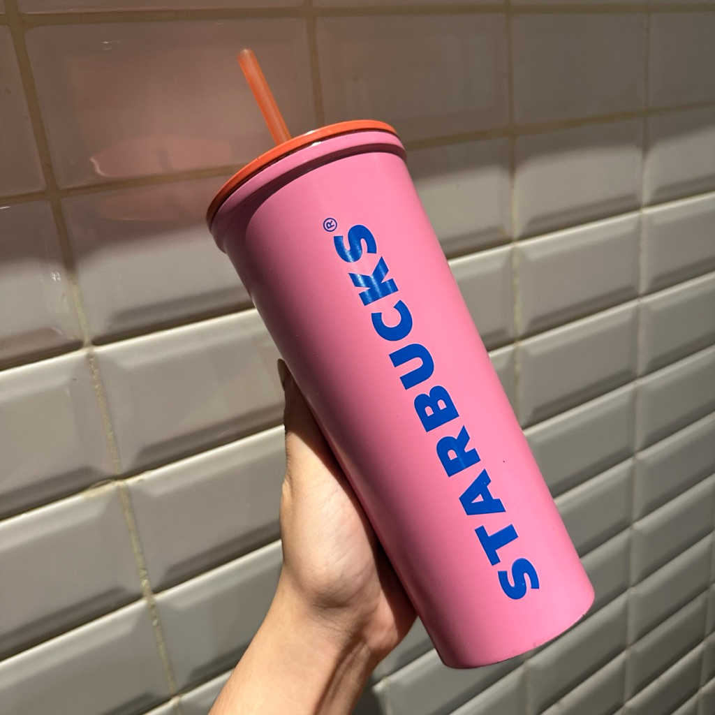Preloved Tumbler Starbucks Pink Letter Summer 2018 Edition Stainless Steel Original