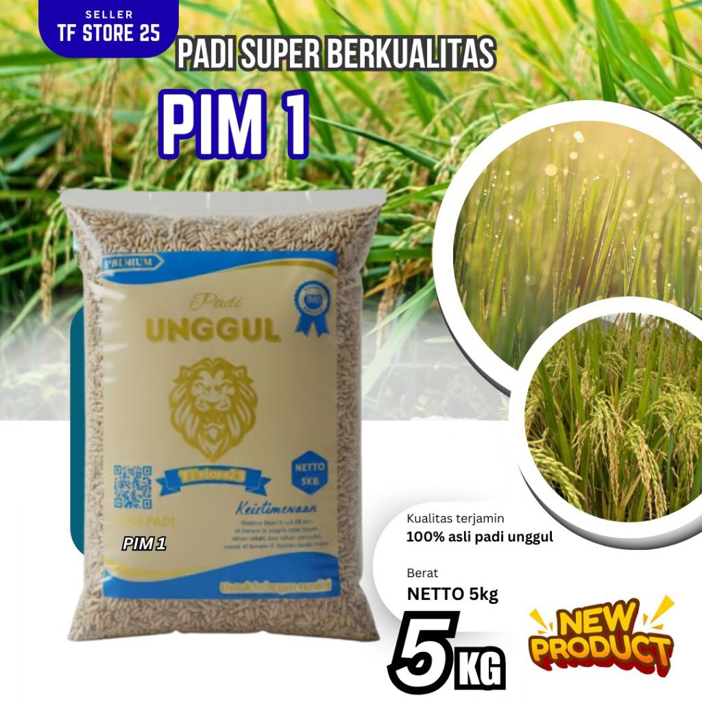 Bibit padi PIM 1 benih unggul berkualitas kemasan 5 kg 100% asli