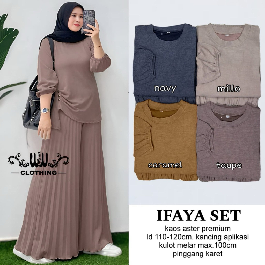Jenna ifaya one set tunik w&w blouse lengan balon atasan jumbo ld 130 ld 125 ld 120 XL XXL celana ku