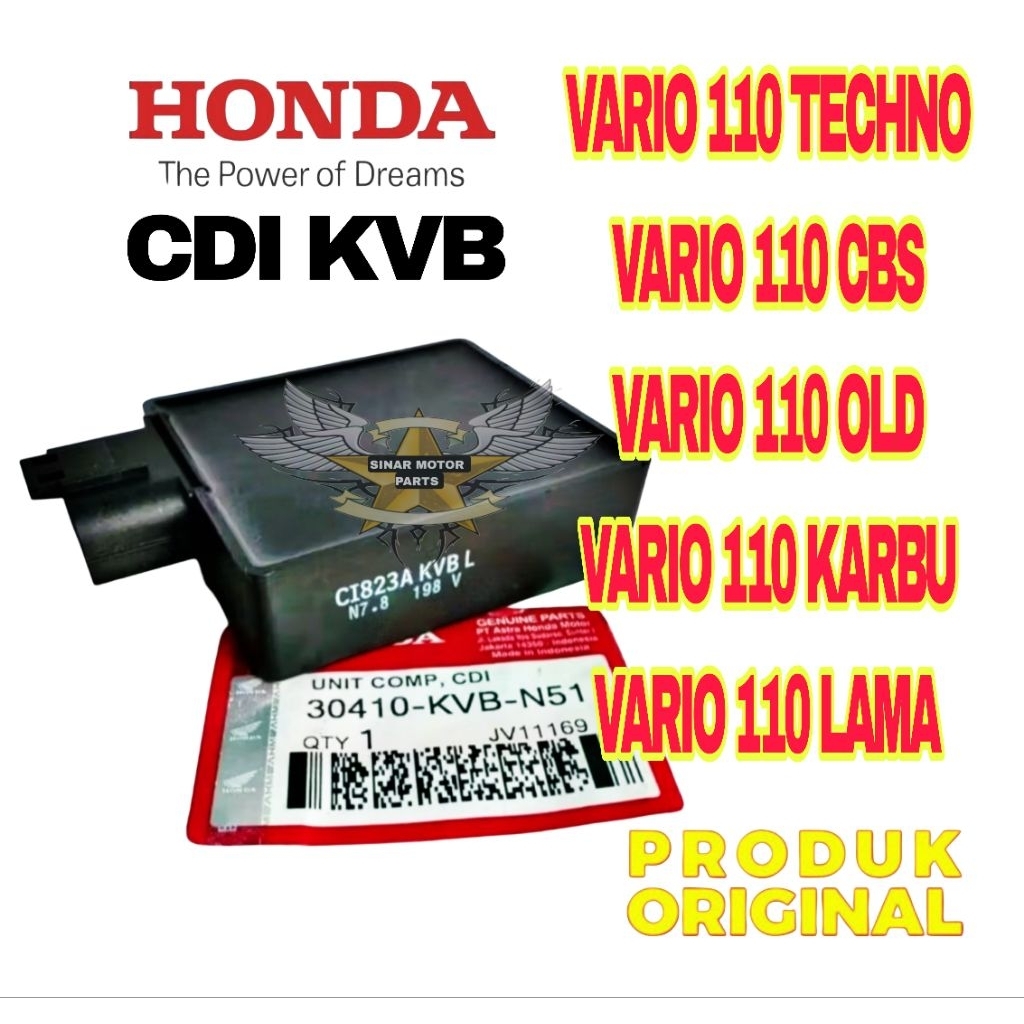 CDI HONDA ORIGINAL KVB,  VARIO 110 KARBU, VARIO 110 TECHNO, AHM HONDA