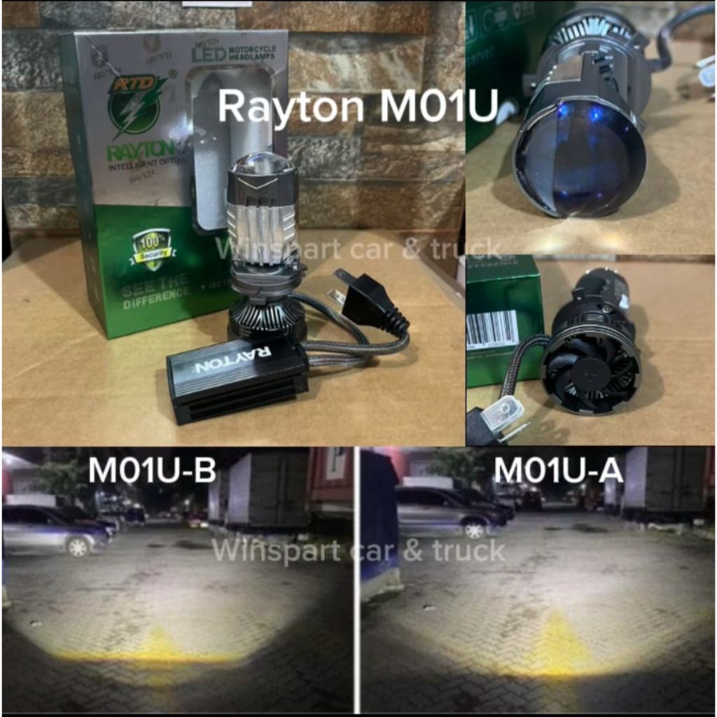 Minibiled H4 Rayton M01U-A M01U-B Blue Lens Dengan Ballast, Lampu Utama Led mini projector h4 mobil 