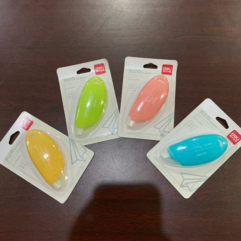 DELI Correction Tape / Tip ex / Penghapus pulpen / Tip-X Tipe X/ Tipex kertas 6mx5mm lucu berbentuk 