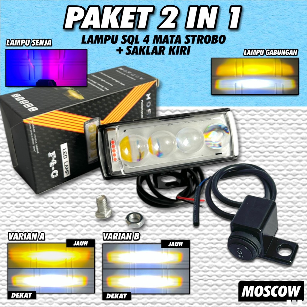 PAKET SAKLAR LAMPU TEMBAK LAMPU BILED SPION ON OFF ON BREKET LUBANG SPION UNIVERSAL MOTOR DAN MOBIL 