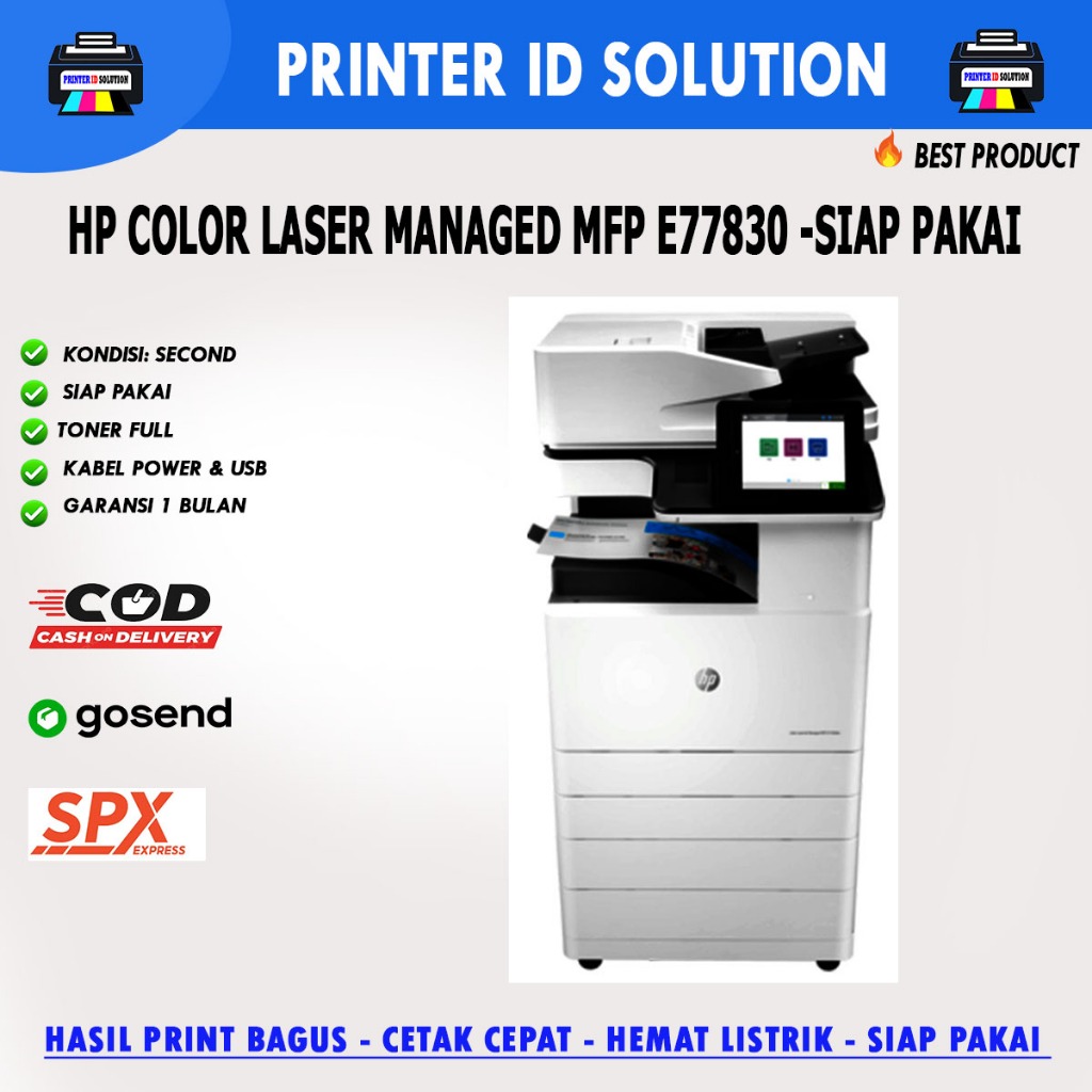 PRINTER HP Color Laserjet Managed E77830 A3 FOTOCOPY  Type Toner W9040MC-W9043MC