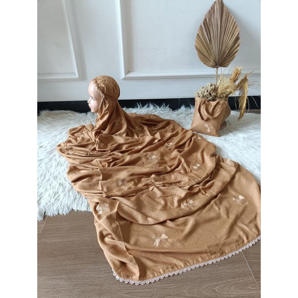 mukena anak terusan rayon pita