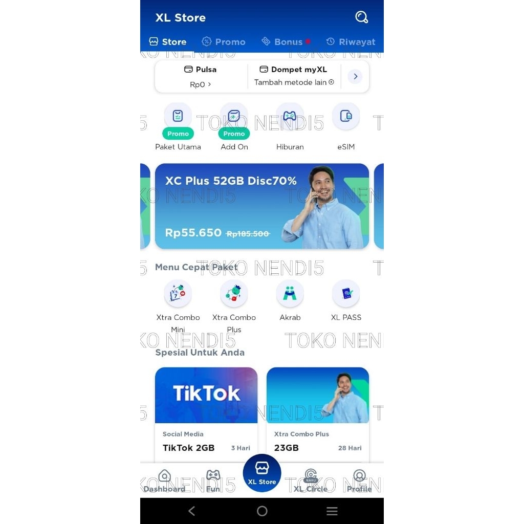 Kartu XL xtra combo plus 70%