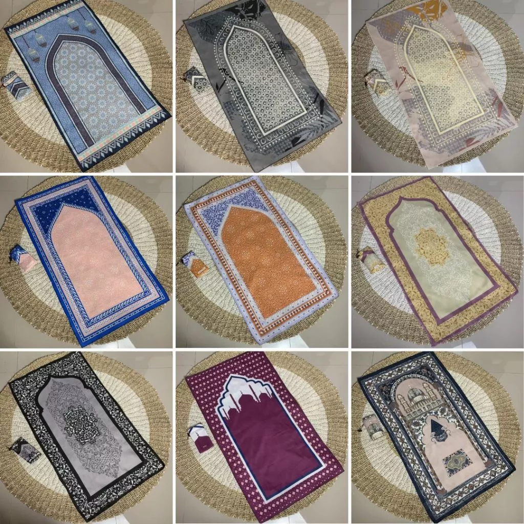 Sajadah Turki Suede Lembut Nyaman Sajadah Traveling Pouch Besar sajadah kecil pouch