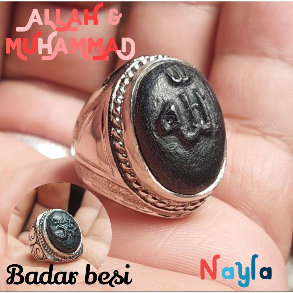 Cincim Batu Badar Besi Lafadz ALLAH MUHAMMAD Nempel Magnet