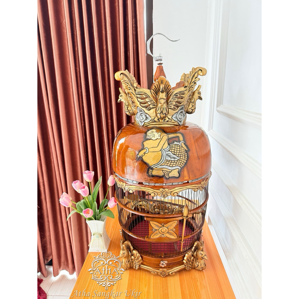sangkar perkutut/kandang perkutut model semar mahkota burung merak motif semar