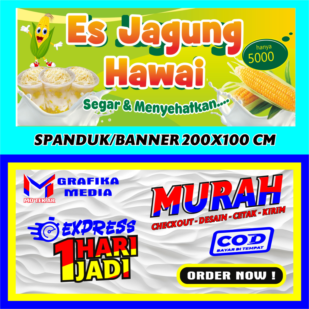 SPANDUK / BANNER ES JAGUNG HAWAI POSISI LANDSCAPE
