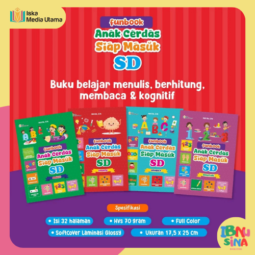 Iska Media Utama - [Dapat 4 Buku] Funbook Fun Book Anak Cerdas Siap Masuk SD Membaca, Menulis, Berhi