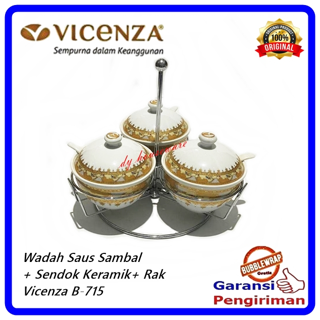 Wadah Sambal Tempat Saos Keramik Susun 3 Putar + Sendok Keramik Vicenza BBAC 715(715)