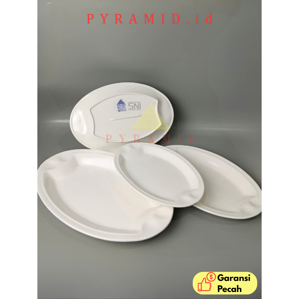 PYRAMID I PIRING OVAL PUTIH POLOS KERAMIK I 10,12,14 INCH I porcelain plate