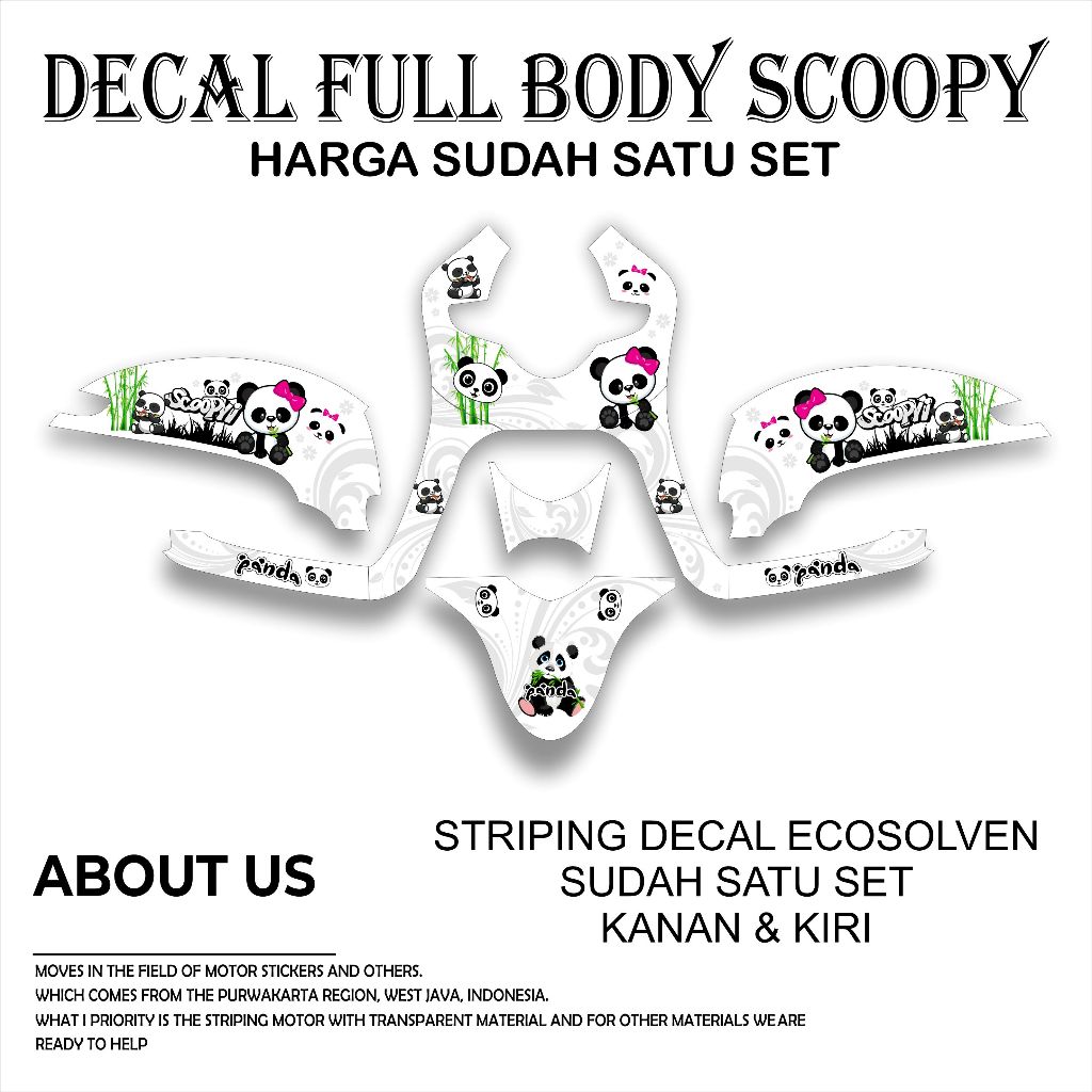 DECAL FULL BODY STICKER MOTOR HONDA SCOOPY NEW 2020 MOTIF PANDA