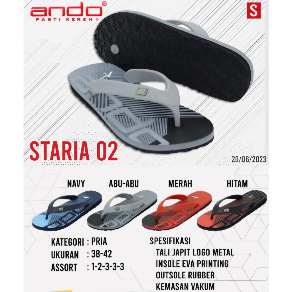 ANDO STARIA 02 - Sandal jepit Pria Karet Ando 2025