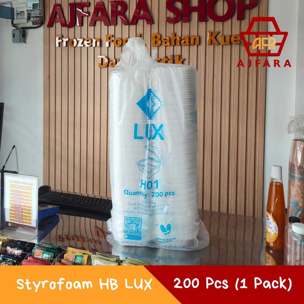 Styrofoam HB LUX (200 Pcs / 1 Pack) – Wadah Makanan Tebal Food Grade