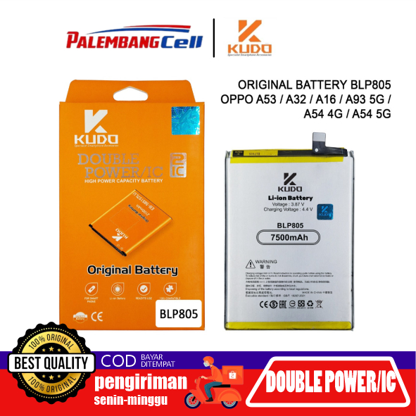 BATERAI ORIGOINAL KUDO BLP805 FOR OPPO A53/A93 DOUBLE POWER DAN DOUBLE IC