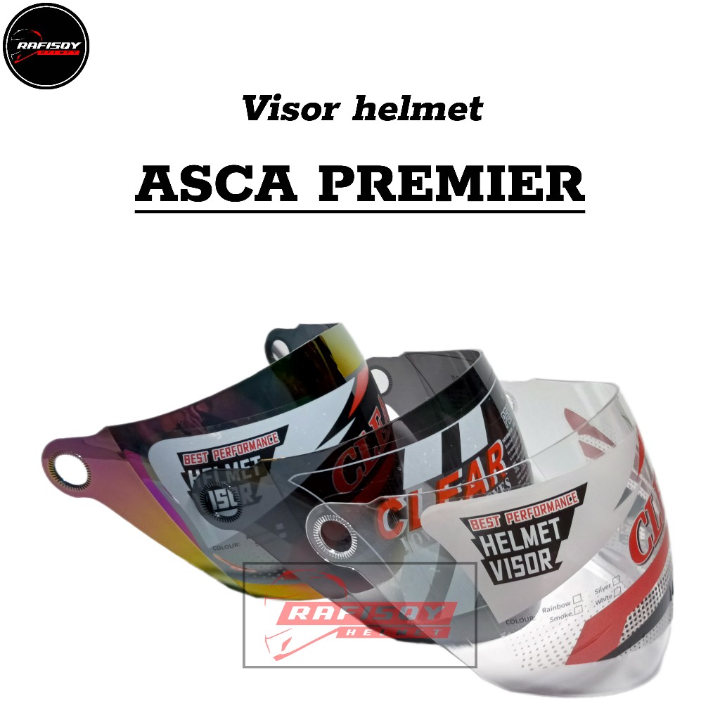 Kaca helm ASCA PREMIER | visor helmet asca premier warna hitam smoke bening pelangi