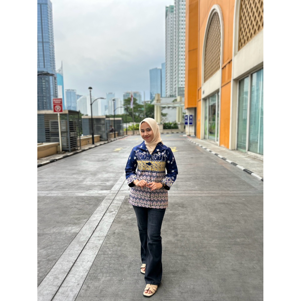 URSULA BATIK - BLOUSE BATIK WARNA BIRU