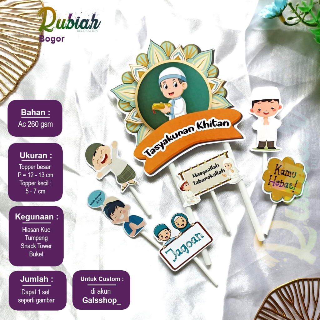 Rubiah grosir Cake topper Karakter Khitanan Hiasan Kue Snack Tower tumpeng