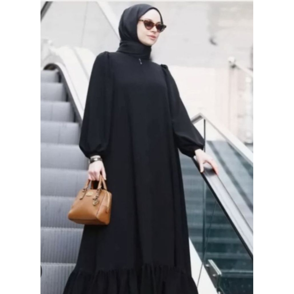 C gamis wanita warna hitam polos
