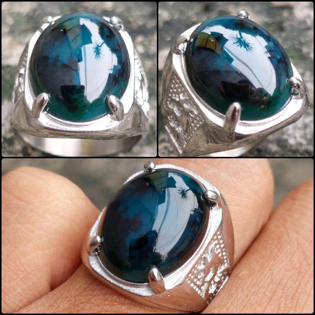 Batu Akik Bacan Doko Asli Natural Chrysocolla Chalcedony Kristal Tembus Senter Original