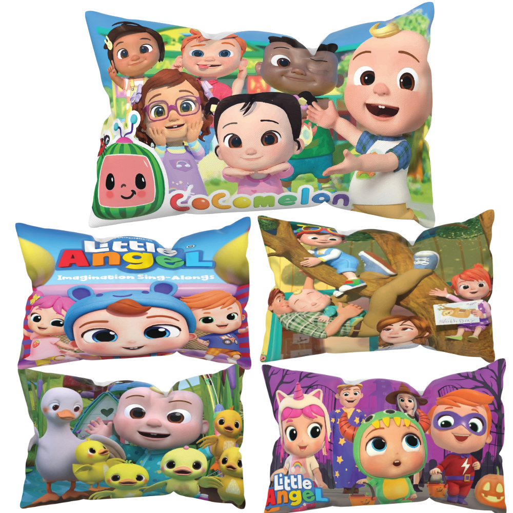 Sarung Bantal Tidur Anak (Sarung) Motif Kartun Ukuran 45x35 cm Motif Cocomelon & Little Angel