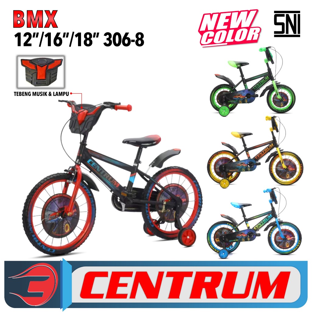 Sepeda BMX Centrum 306/306-8 Ukuran 12/16/18 Sepeda Anak Cowok