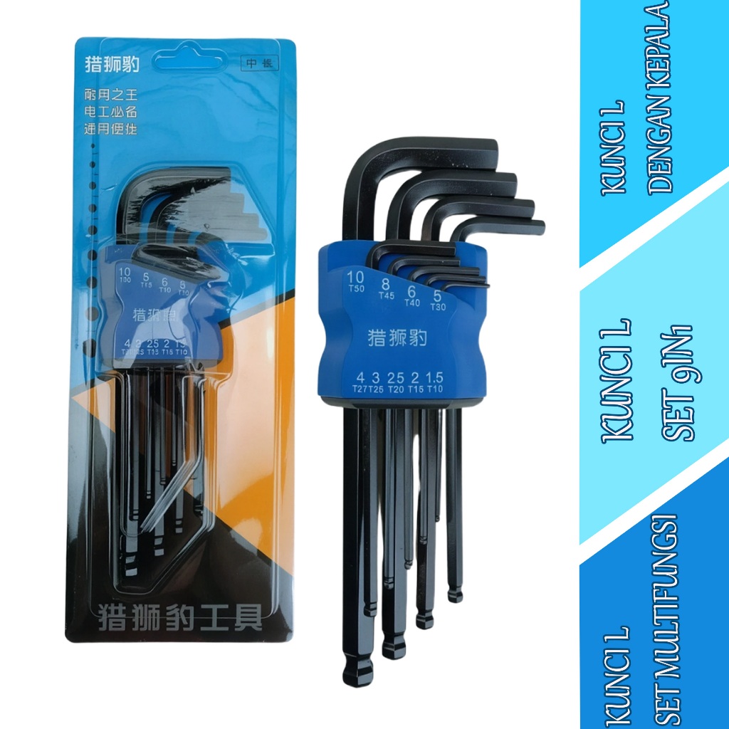 Kunci L Chrome Set Multifungsi - Kunci L Set 9in1 - Stanley L-Shaped Wrench