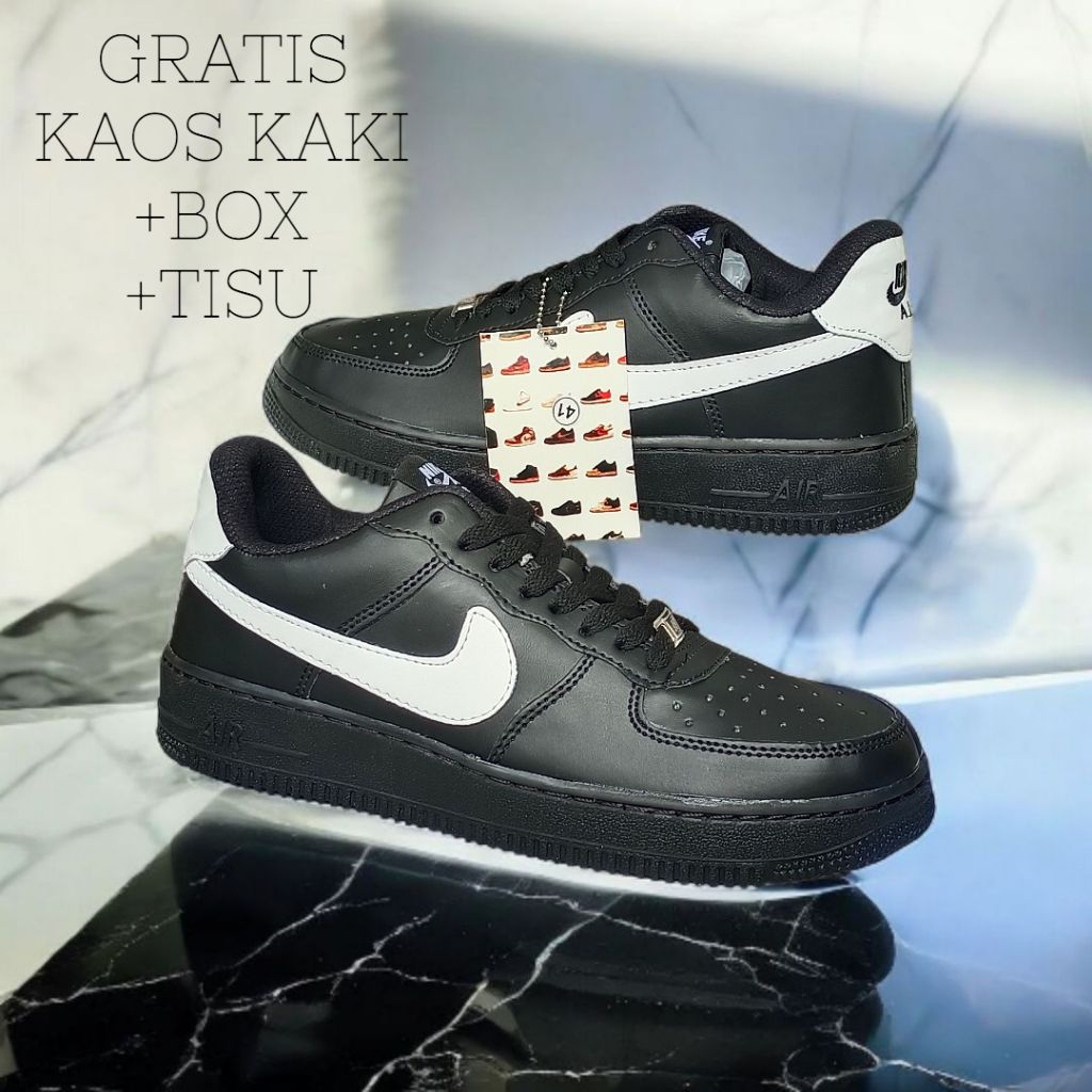 Sepatu Sneakers  Air Force 1 BW HITAM CEKLIS PUTIH IMPOR