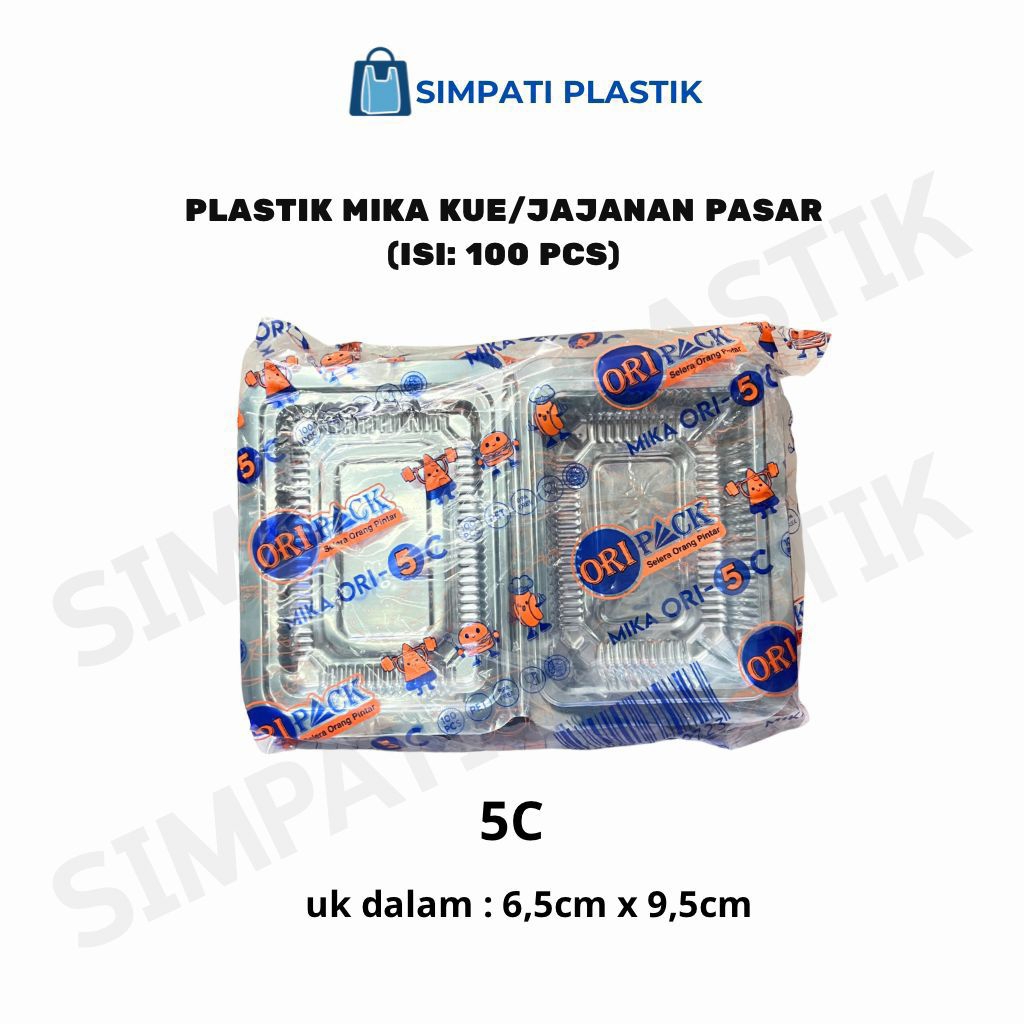 (Isi 100 pcs) Plastik Mika Kue 5C/Jajanan Pasar/ Transparan/Kotak Mika/ Box Kue Dimsum