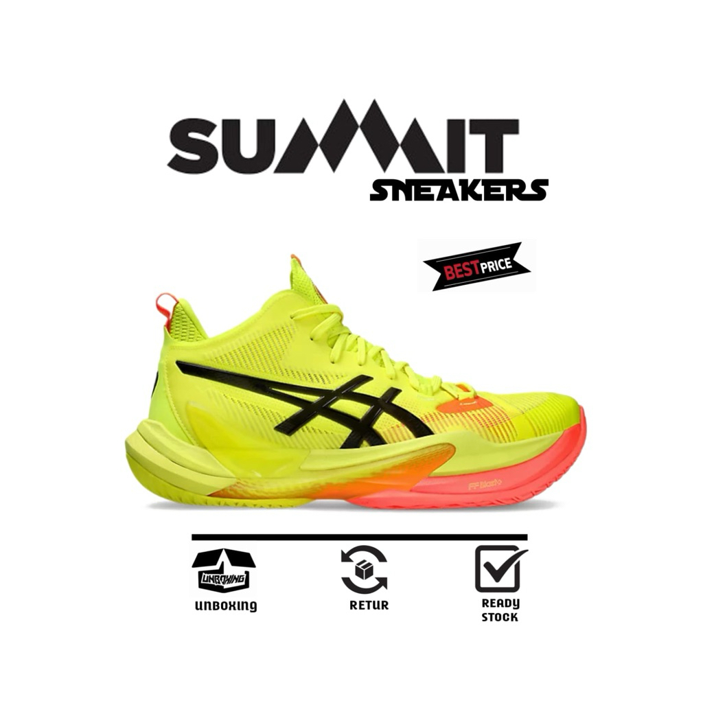 Sepatu Volly Pria Asics Metarise 2 Paris Safty Yellow