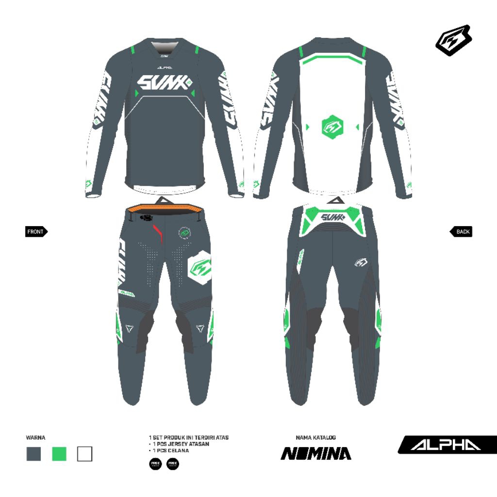 MX GEARSET / JERSEY MOTOCROSS Original Jersey Trail / Jersey Set TYPE ALPHA - NOMINA SERIES