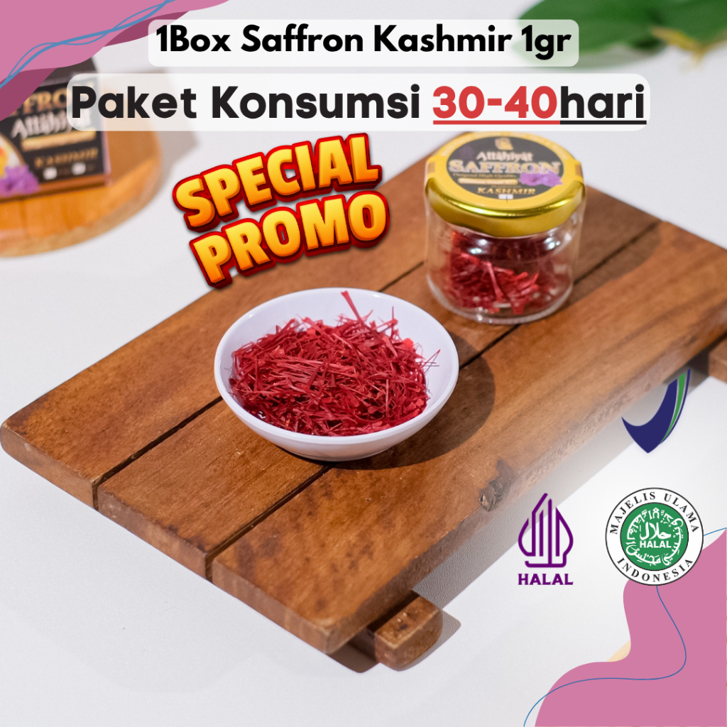 Attahiyat Saffron - [PAKET HEMAT KASHMIR] Kashmir Finest Gold Kualitas Tertinggi (0.5gr)