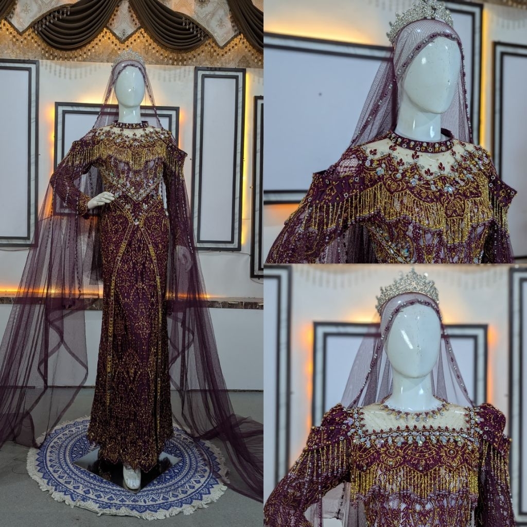 Gaun pengantin 2in1 slim dress luxury full payet / baju pengantin santili wanita slim dress mewah