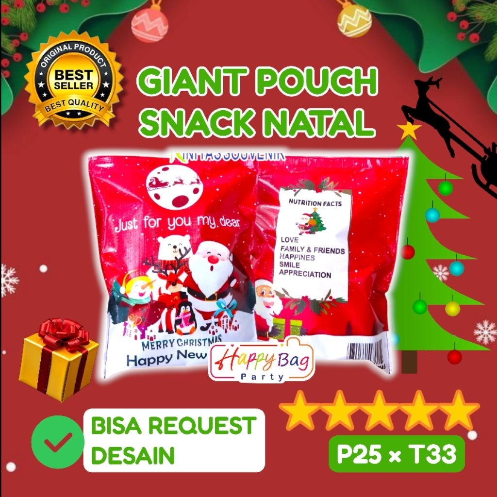 Pouch Snack Natal Besar Giant Desain Custom Lucu